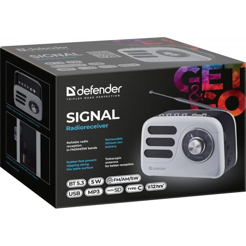 Altoparlante portatile DEFENDER SIGNAL con FM/MP3/SD/USB e Bluetooth (5W, antenna)