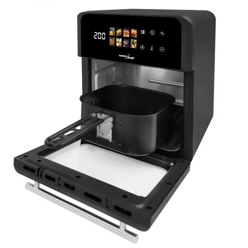 Friggitrice ad aria GreenBlue GB950 1800W, capacità 10 l, 8 programmi, pannello touch, timer, nero