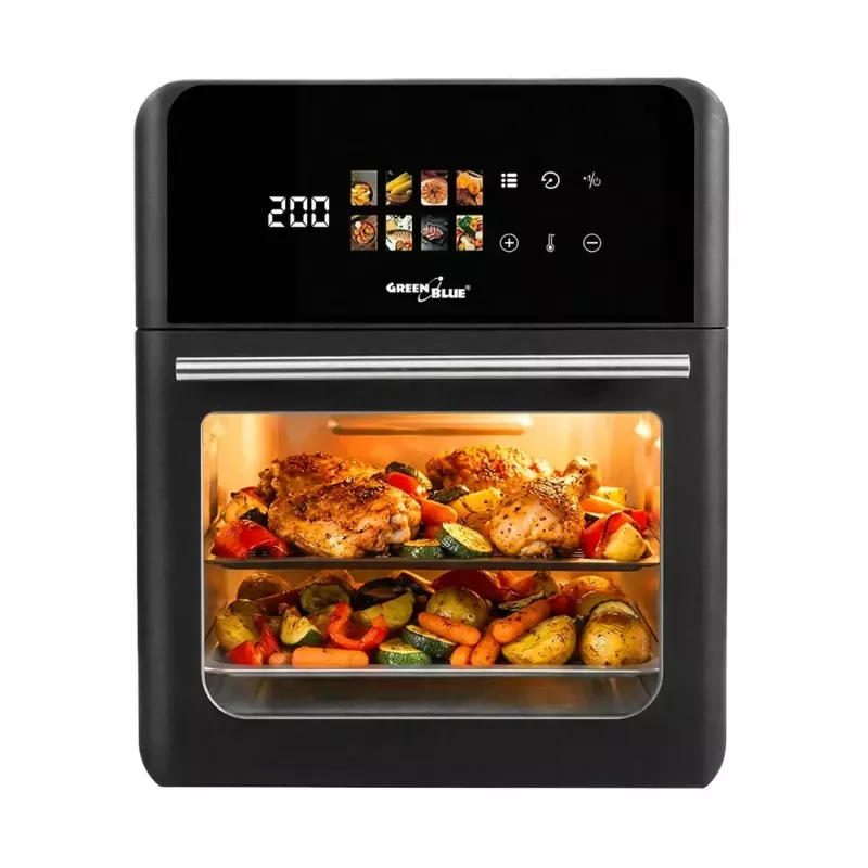 Friggitrice ad aria GreenBlue GB950 1800W, capacità 10 l, 8 programmi, pannello touch, timer, nero