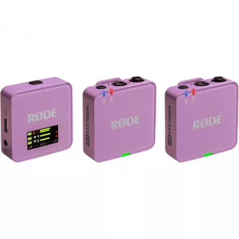 Microfono lavalier wireless Rode Wireless Go III viola 2,4 GHz design compatto