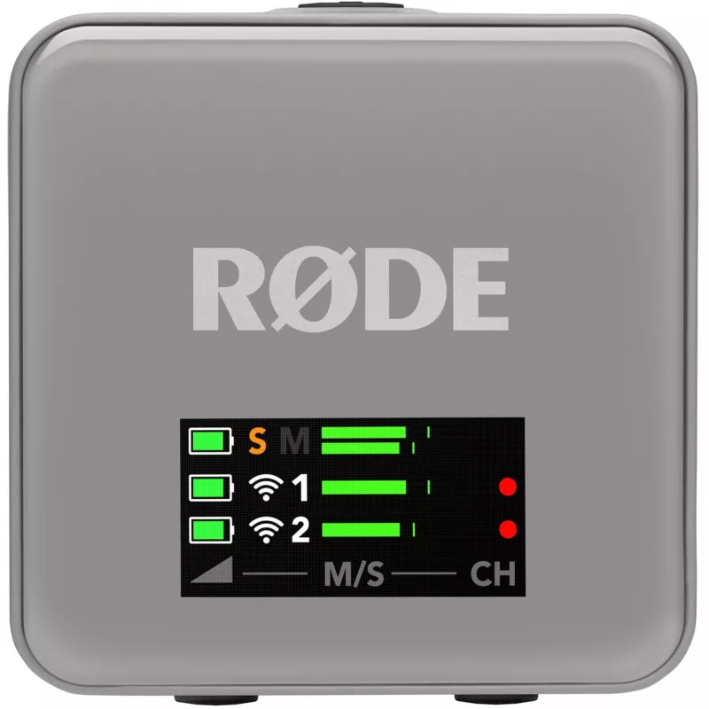 Microfono wireless Rode Wireless GO III grigio — design compatto, batteria ricaricabile integrata