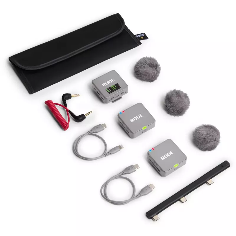 Microfono wireless Rode Wireless GO III grigio — design compatto, batteria ricaricabile integrata