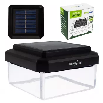 Lampada solare a palo LED GreenBlue GB127 WW — 3200 K bianco neutro, 80×80 mm cupola di copertura, batteria ricaricabile NiMH