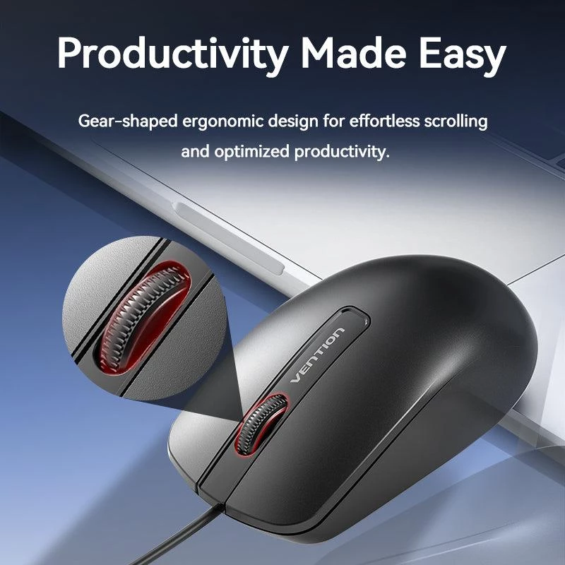 Mouse USB ottico nero/kit Vention