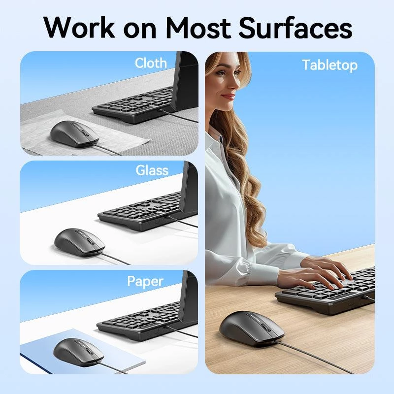 Mouse USB ottico nero/kit Vention
