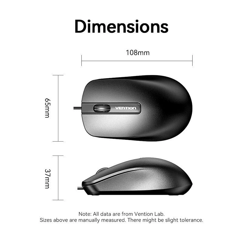 Mouse USB ottico nero/kit Vention