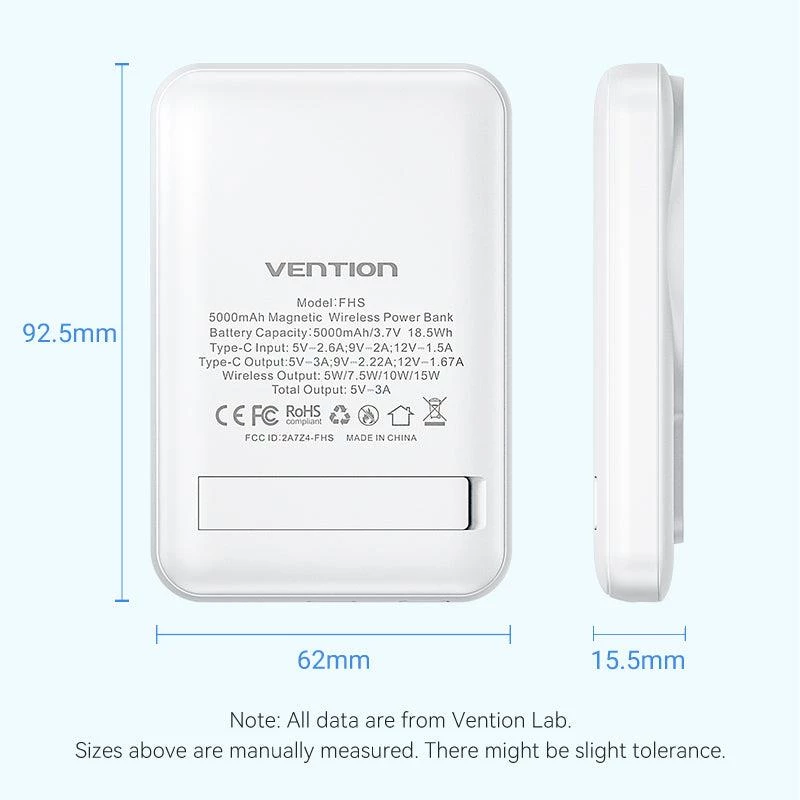 Powerbank wireless 5000MAH 20W/MAGNETIC nero FHSB0 Vention