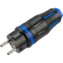BACHMANN spina con contatto di protezione Profi CEE7/7, gommata, IP54, nero / blu (BM0017347)