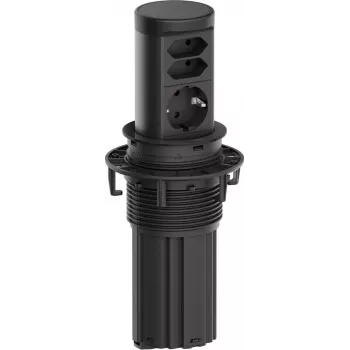 Ciabatta Bachmann ELEVATOR2 BM0020498 con 1x CEE7/3 e 2x prese Euro, RAL9005, cavo 2,0 m