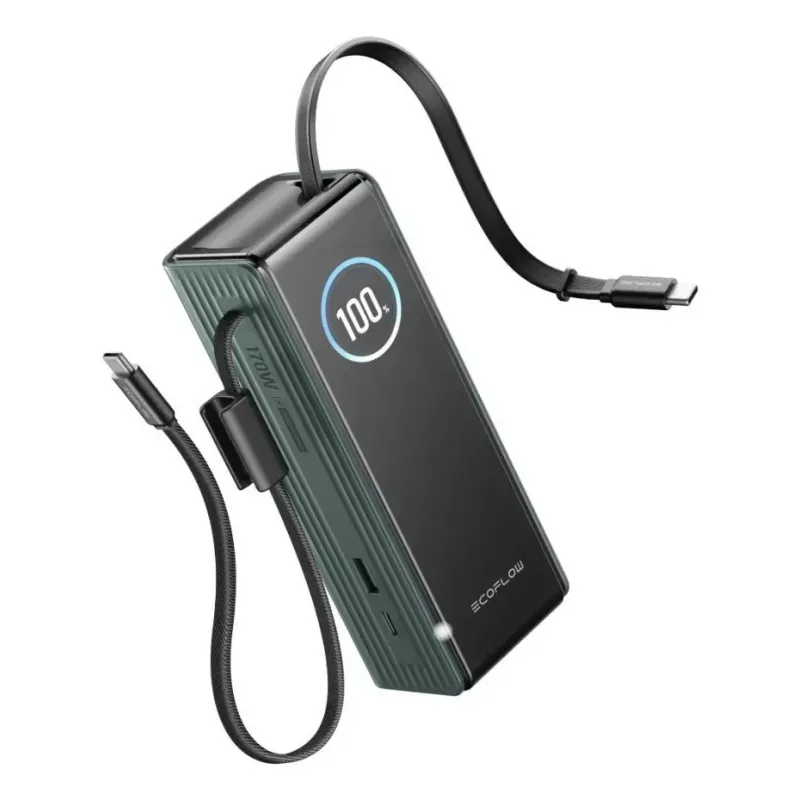 Powerbank EcoFlow RAPID 25000 mAh verde — 170 W di potenza totale, 2× USB-C, 1× USB-A