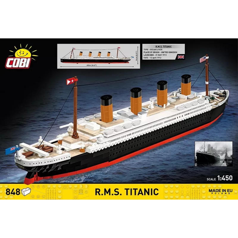 Kit di montaggio Cobi R.M.S. Titanic, 848 pezzi, modello nave da collezione