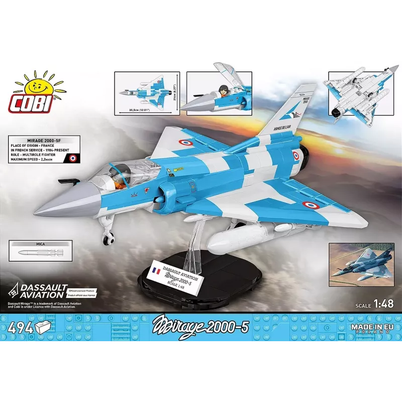 Kit modello Cobi Mirage 2000-5F Brick, serie Armed Forces, 495 pezzi, scala 1:48