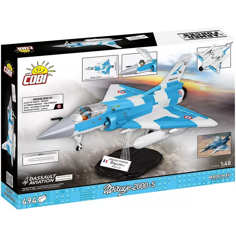 Kit modello Cobi Mirage 2000-5F Brick, serie Armed Forces, 495 pezzi, scala 1:48