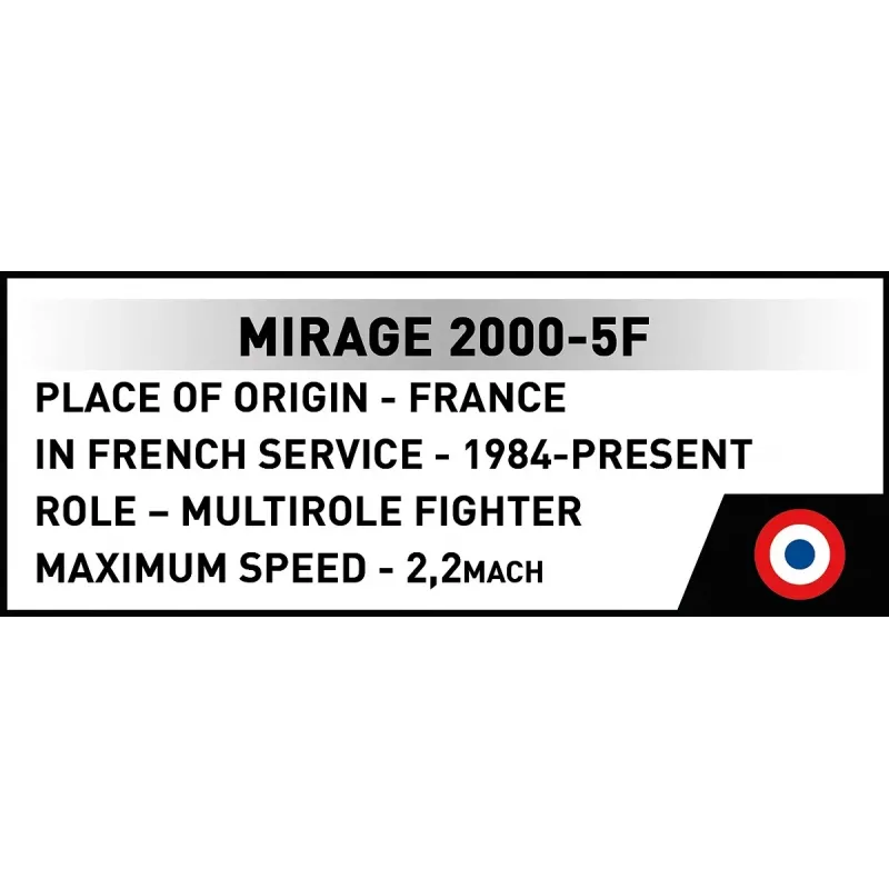 Kit modello Cobi Mirage 2000-5F Brick, serie Armed Forces, 495 pezzi, scala 1:48