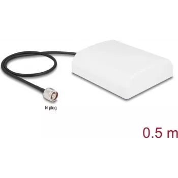 Antenna DELOCK 90761 — antenna WiFi N direzionale 2,4 GHz 8 dBi con connettore N e cavo RG-58 da 50 cm, bianca, esterno