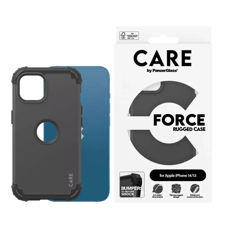 Cover PanzerGlass CARE by custodia alla moda nero FORCE iPhone 14 13