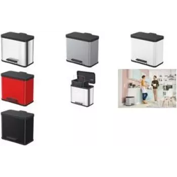 Contenitore per rifiuti Hailo Öko duo Plus L — acciaio inox a due scomparti 17L + 9L