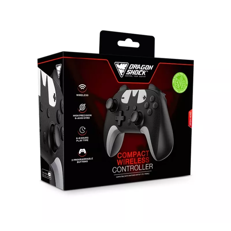 DragonShock PopTop Compact, gamepad, Nintendo Switch, pulsante Indietro, D-Pad, pulsante Home, tasto Reset, wireless, Bluetooth, USB Type-C