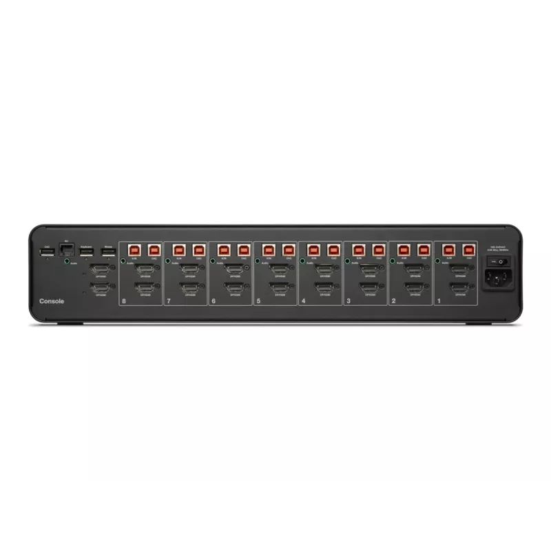 Switch KVM Belkin F1DN208KVM-UN-4 – 8 porte dual-head HDMI/DisplayPort, USB tastiera e mouse, 4K@60Hz, montaggio rack, nero