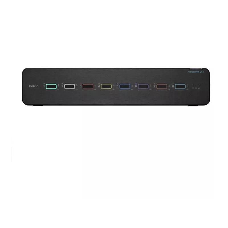 Switch KVM Belkin F1DN208KVM-UN-4 – 8 porte dual-head HDMI/DisplayPort, USB tastiera e mouse, 4K@60Hz, montaggio rack, nero