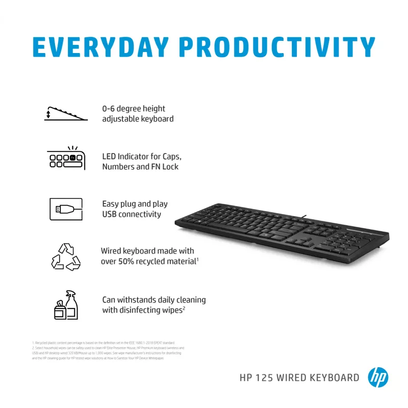 HP 125 tastiera con filo Full-Size USB a membrana nero