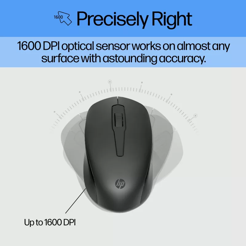 Set tastiera e mouse wireless HP 330 — tastiera Full-Size, RF Wireless, nero, mouse incluso