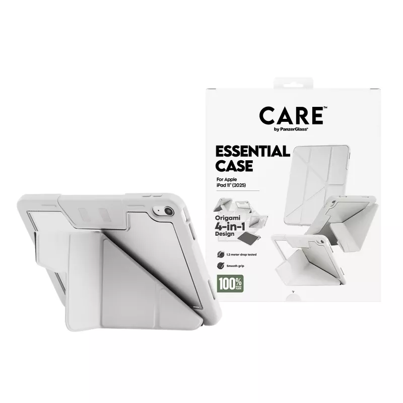 Custodia protettiva PanzerGlass CARE Essential per iPad 11 pollici (2025–2026) in grigio chiaro, modello CR43626