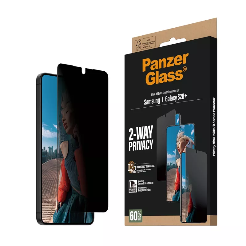 PanzerGlass® protezione display privacy a 2 vie Samsung Galaxy S26+ | Ultra-Wide Fit con EasyAligner