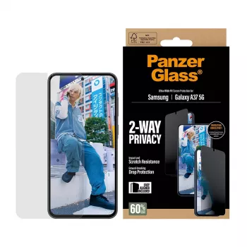 Protezione schermo PanzerGlass Privacy per Samsung Galaxy A37 Ultra-WideFit PG90806, filtro privacy