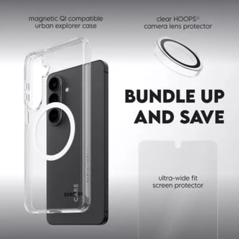Protezione display PanzerGlass CARE 3-in-1 per Samsung Galaxy S Plus 2026 — set PanzerGlass CARE