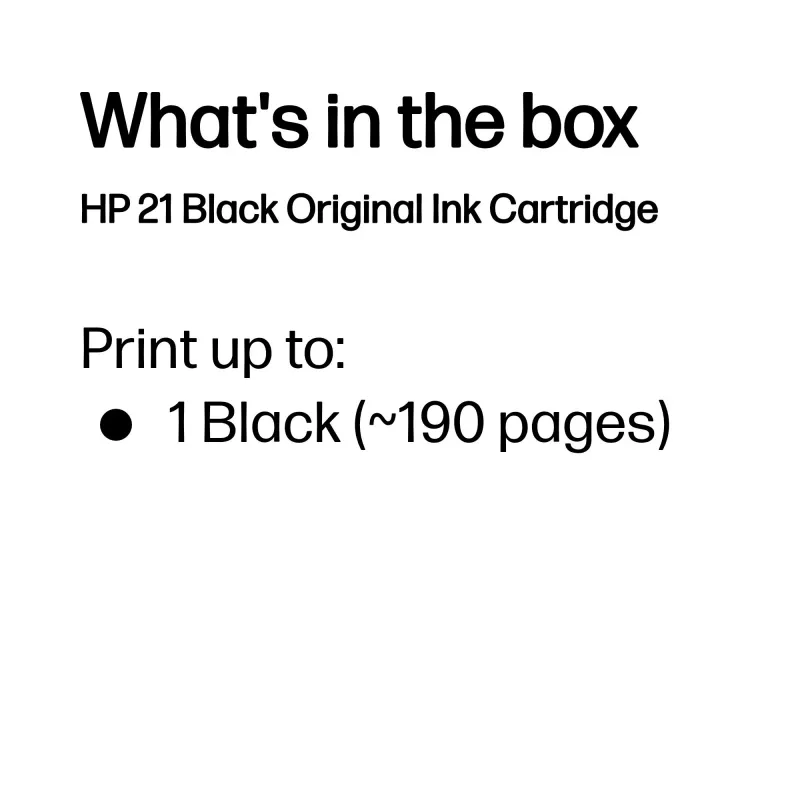 HP 21 cartuccia d'inchiostro originale nero, nero, 1 pezzo, 190 pagine
