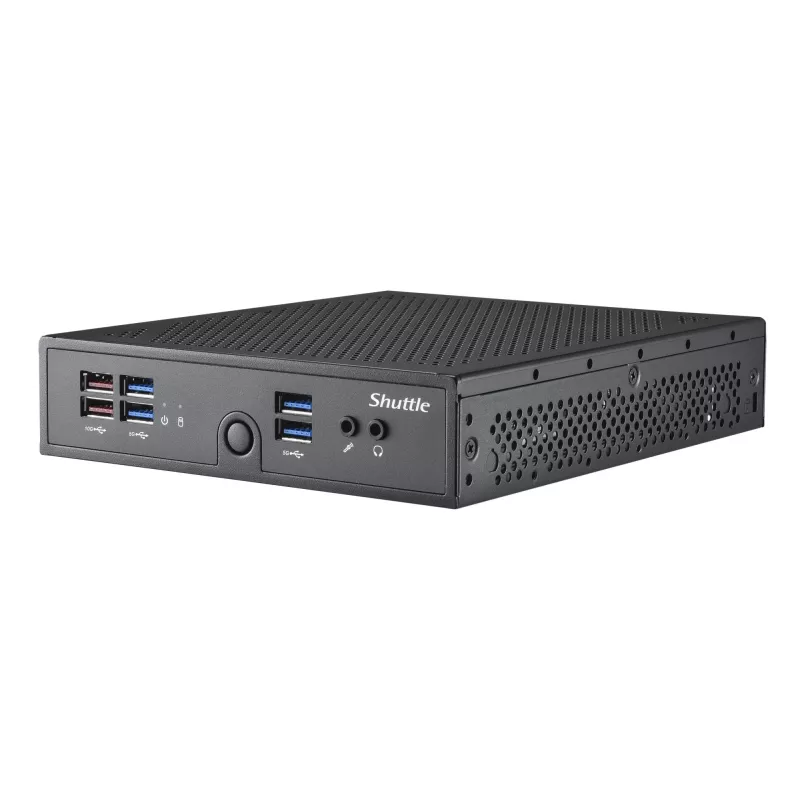 Shuttle XPC barebone slim DS50U, Intel Celeron 7305, 2x LAN (1x 2.5Gbit, 1x 1Gbit), 1x COM, 1x HDMI, 1x DP, 1x VGA, senza ventola, funzionamento continuo 24/7