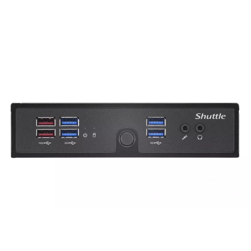 Shuttle XPC barebone slim DS50U, Intel Celeron 7305, 2x LAN (1x 2.5Gbit, 1x 1Gbit), 1x COM, 1x HDMI, 1x DP, 1x VGA, senza ventola, funzionamento continuo 24/7