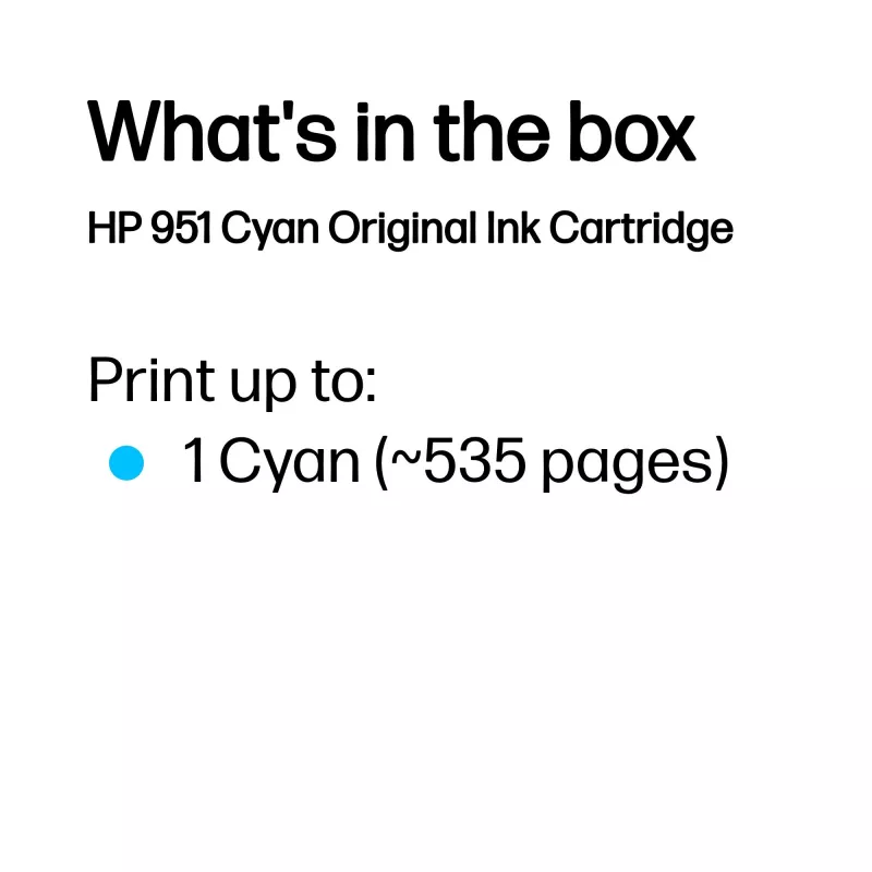 HP 951 cartuccia originale ciano, ciano, 1 pz., 535 pagine