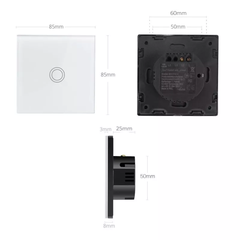 Interruttore a sfioramento deviatore interruttore luce invertitore interruttore a parete interruttore scala con retroilluminazione LED a colore variabile interruttore da incasso 1 modulo rotondo bianco