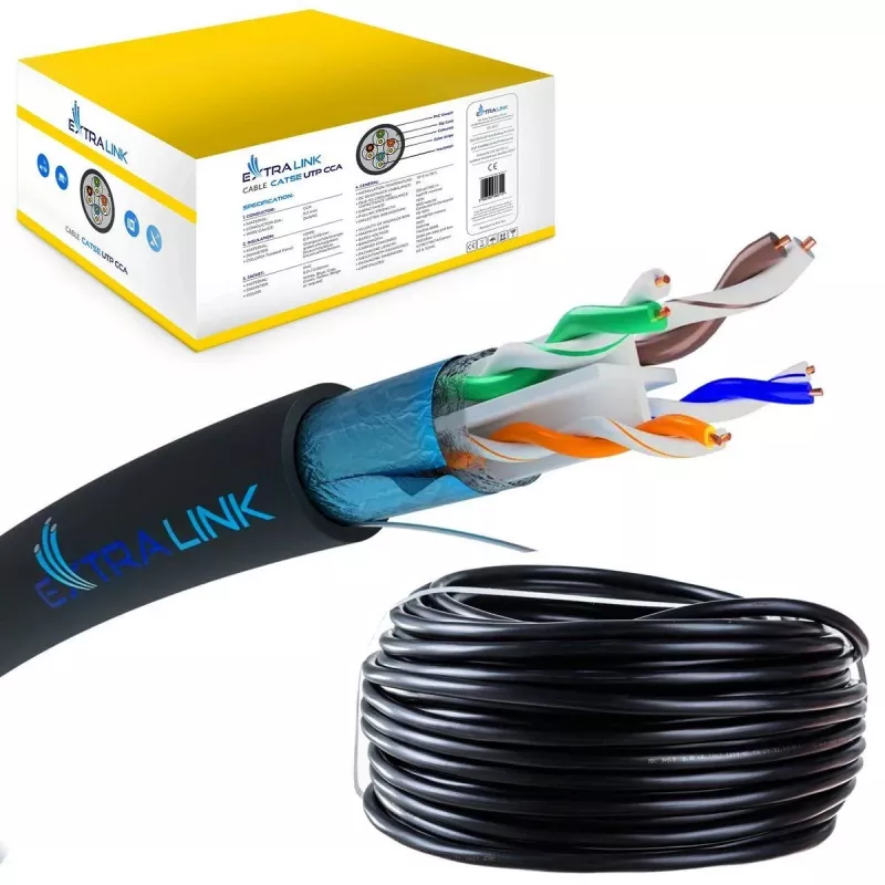 Cavo di rete Extralink doppino intrecciato CAT6 FTP per esterno 305m nero