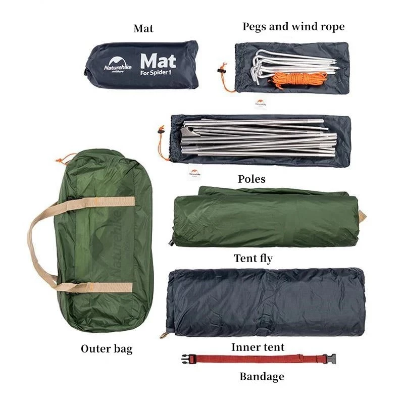 Tenda da ciclismo ultraleggera 1 nh18a095-d-forest verde NATUREHIKE