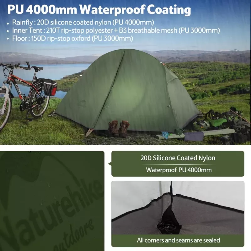 Tenda da ciclismo ultraleggera 1 nh18a095-d-forest verde NATUREHIKE
