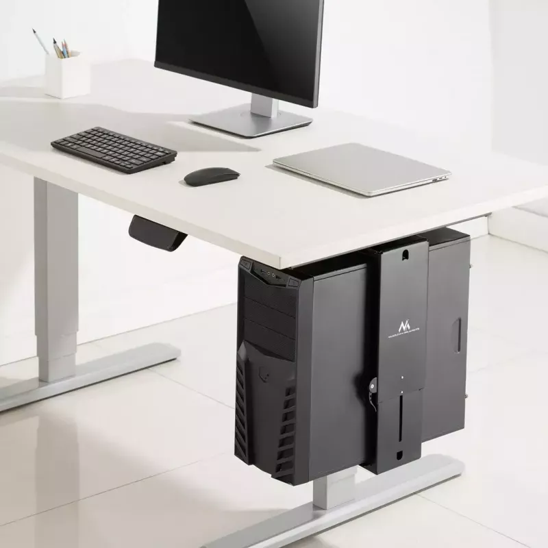 Supporto per computer da sottoscrivania MACLEAN MC-885, regolabile, regolazione manuale dell'altezza, per un massimo di 10 kg, nero