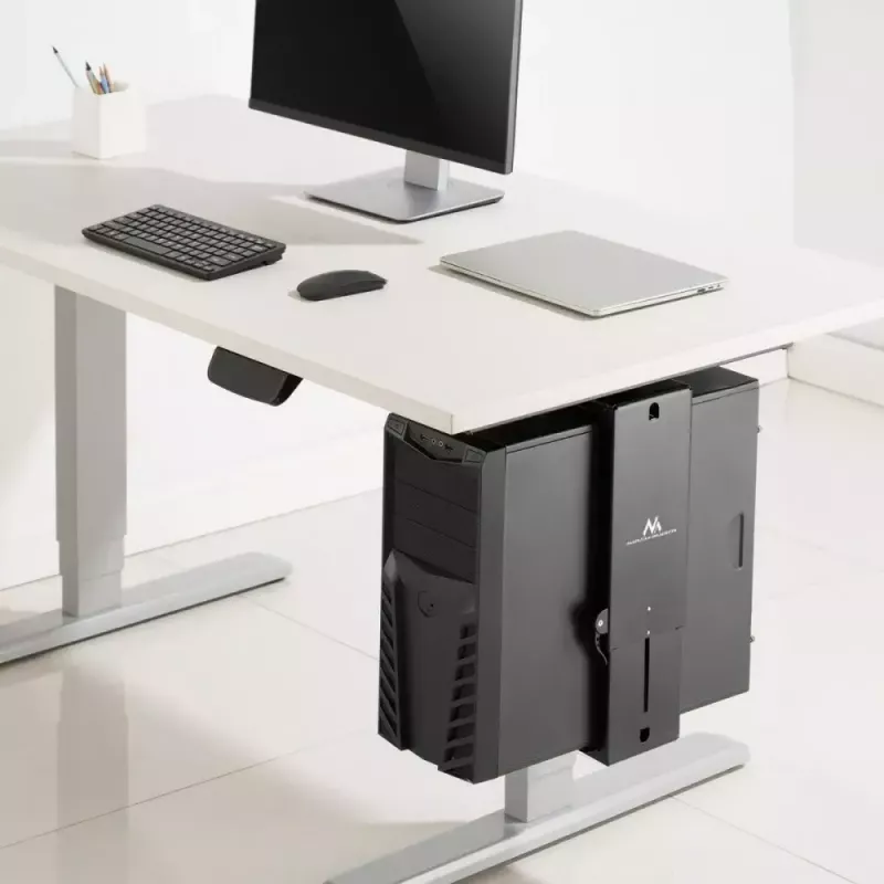 Supporto per computer da sottoscrivania MACLEAN MC-885, regolabile, regolazione manuale dell'altezza, per un massimo di 10 kg, nero