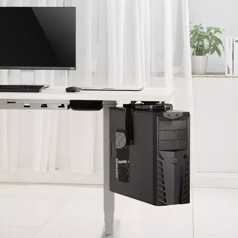 Supporto per computer da sottoscrivania MACLEAN MC-885, regolabile, regolazione manuale dell'altezza, per un massimo di 10 kg, nero