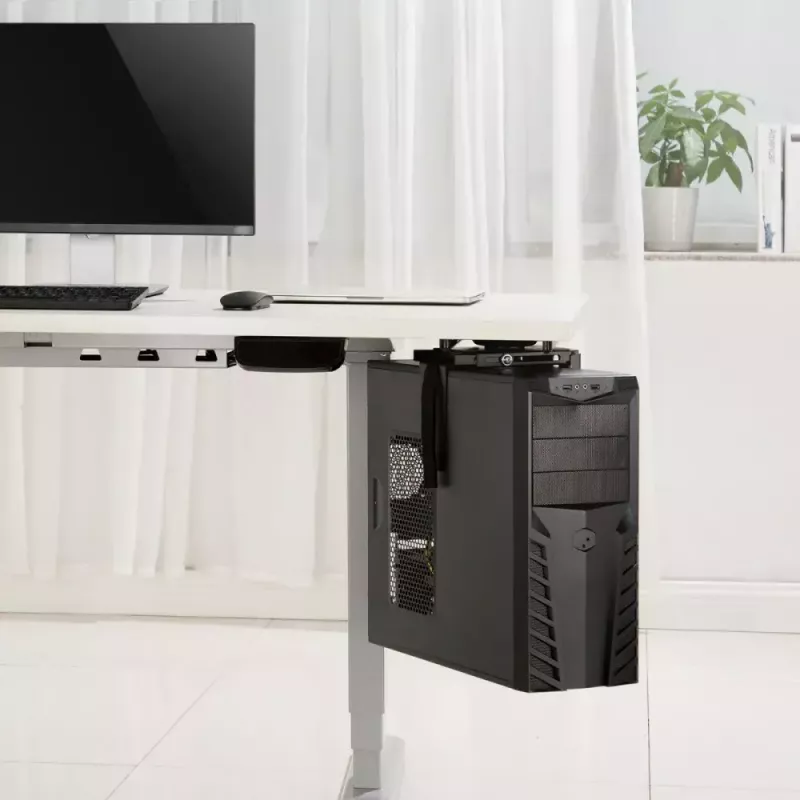 Supporto per computer da sottoscrivania MACLEAN MC-885, regolabile, regolazione manuale dell'altezza, per un massimo di 10 kg, nero