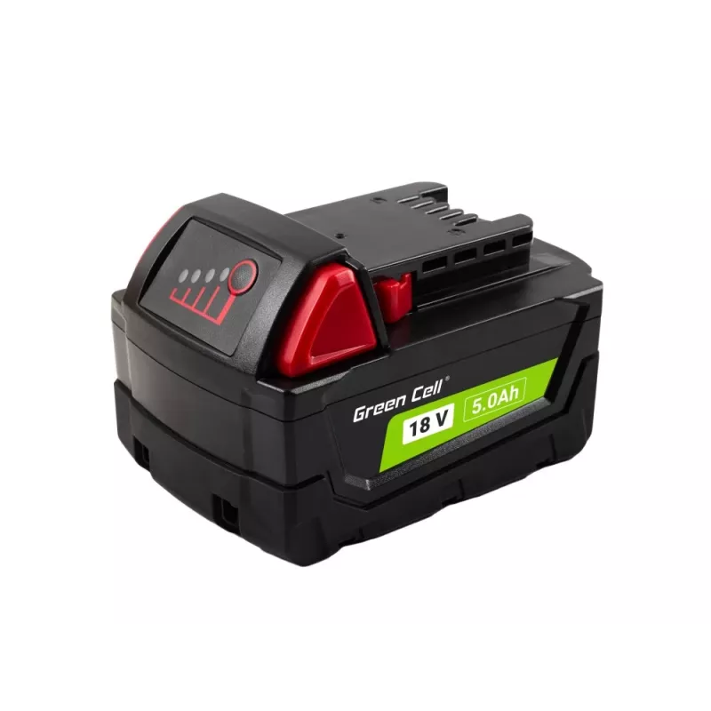Batteria Green Cell PTML18V5 Li-Ion 18 V 5 Ah per utensili senza filo, dimensioni 8 × 11,9 × 7,5 cm