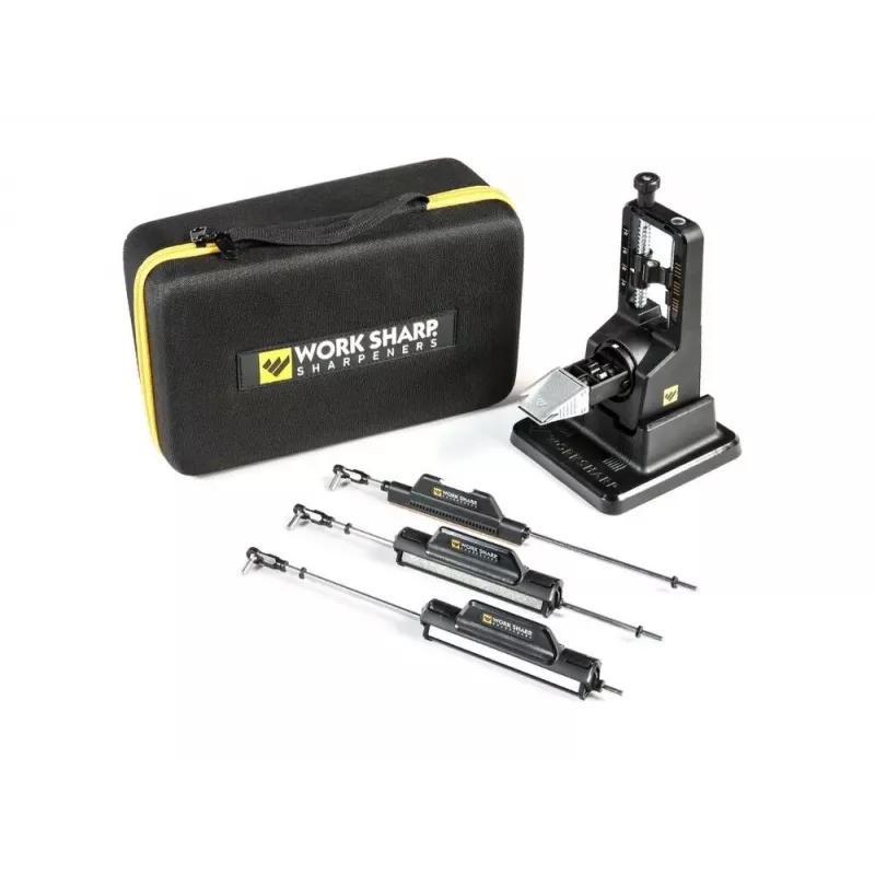 Affilacoltelli a passaggio Work Sharp Precision Adjust Elite 09DX066 — angolo regolabile, pietre diamantate, finitura in pelle, custodia in nylon