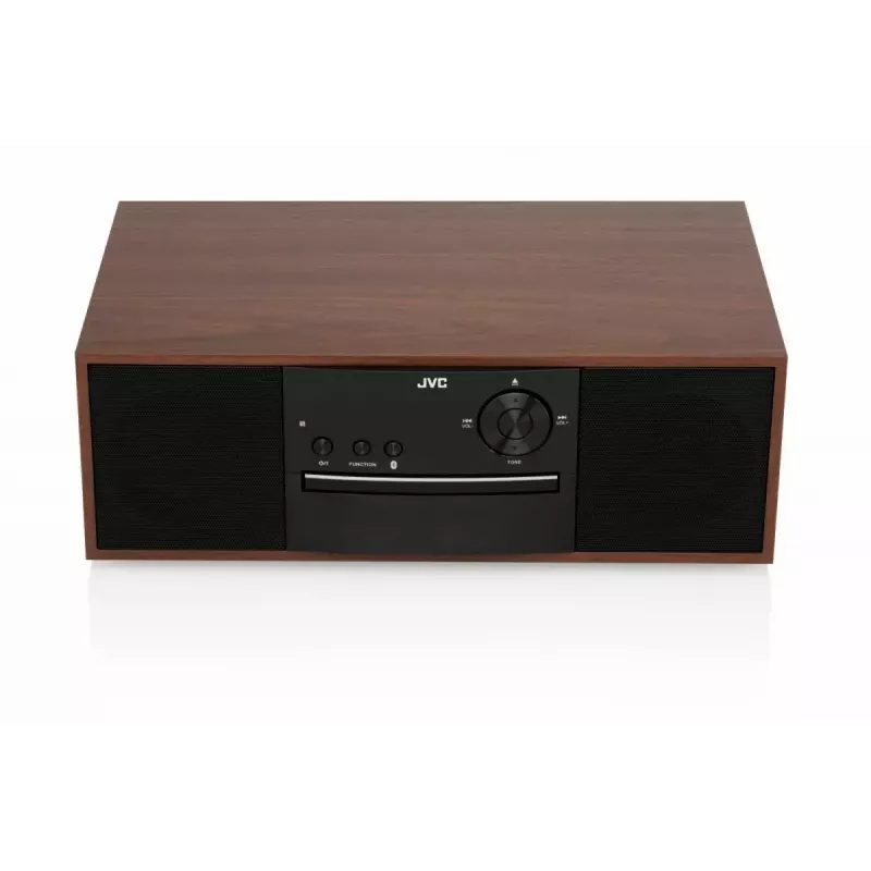 Mini impianto stereo JVC RD-E761, 2x8 W RMS, Bluetooth 4.2, USB, CD, FM, cassa in legno, nero