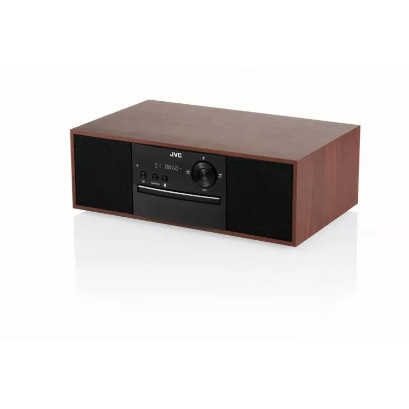 Mini impianto stereo JVC RD-E761, 2x8 W RMS, Bluetooth 4.2, USB, CD, FM, cassa in legno, nero