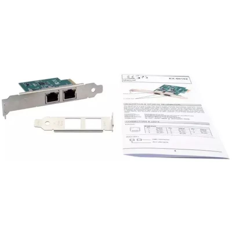 Scheda Ethernet interna EXSYS EX-60102 1000 Mbit/s PCI Express cablata