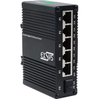 Switch Exsys EX-62030MPOE-SFP — Mini switch Gigabit 5+1 PoE+ web-managed con 5 Gigabit + 1 SFP