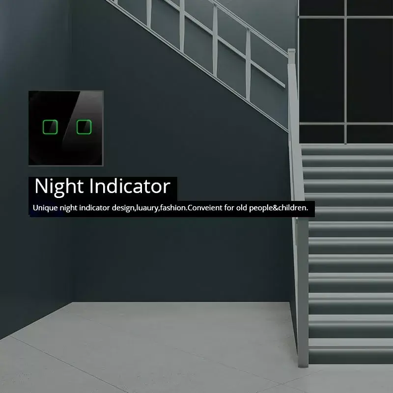 Maclean MCE712B Interruttore luce touch, doppio (deviatore/invertitore), nero