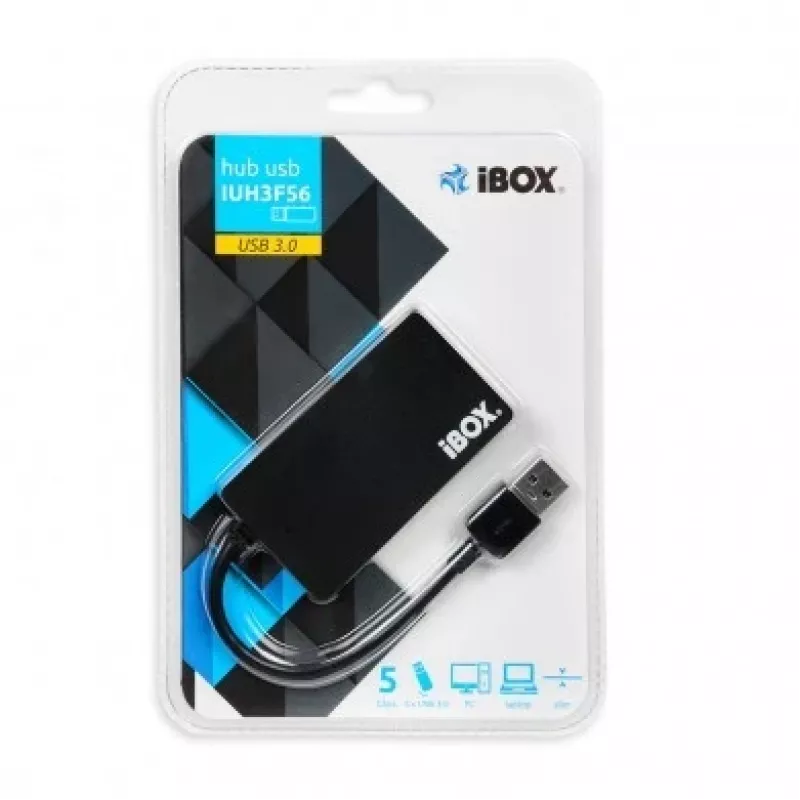 Hub interfaccia iBox IUH3F56 USB 3.2 Gen 1 (3.1 Gen 1) Type-A 5000 Mbit/s nero